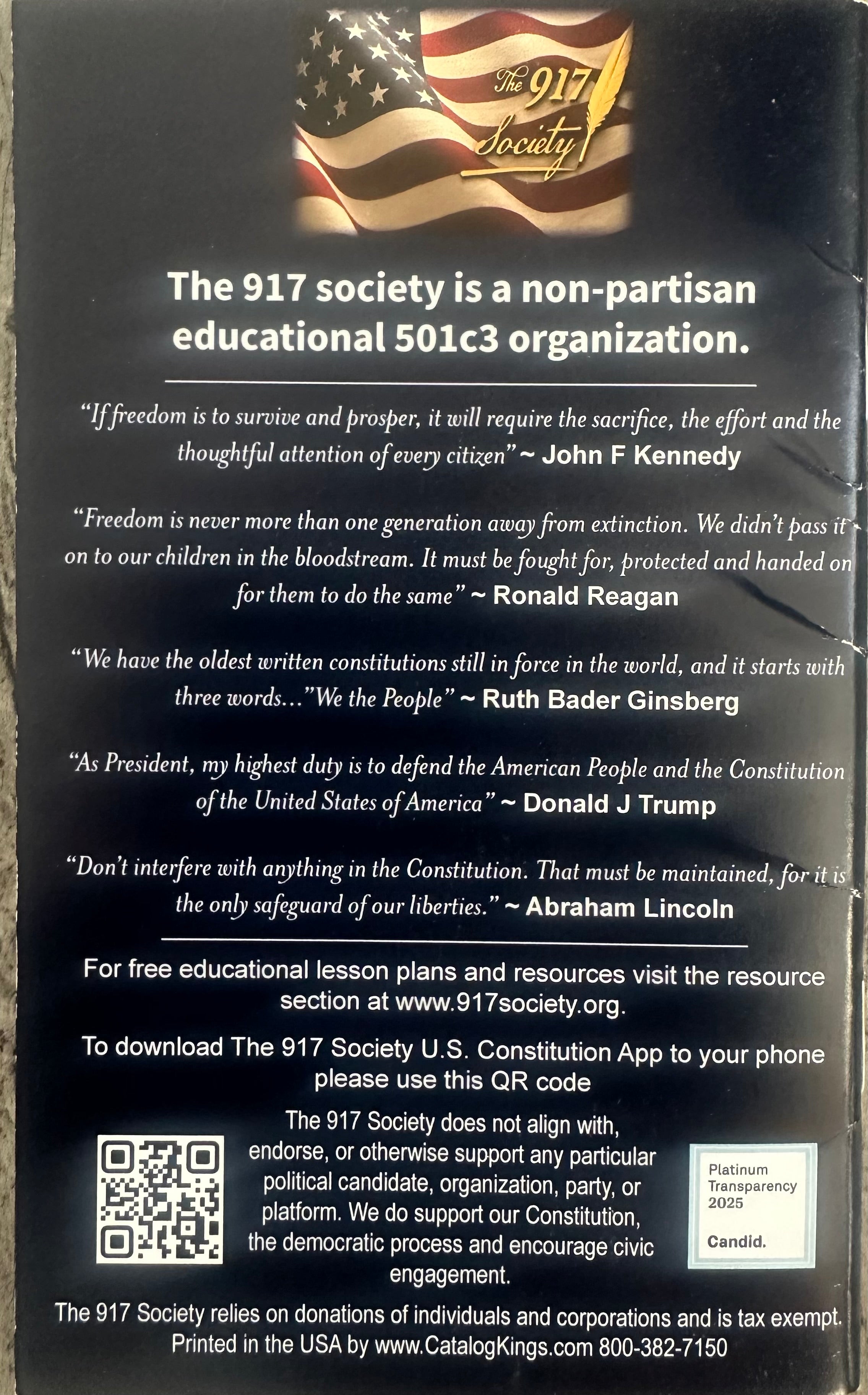 250th Anniversary Special Edition Pocket Constitution by The 917 Society