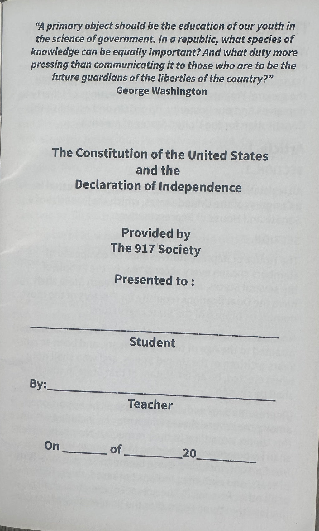 250th Anniversary Special Edition Pocket Constitution by The 917 Society
