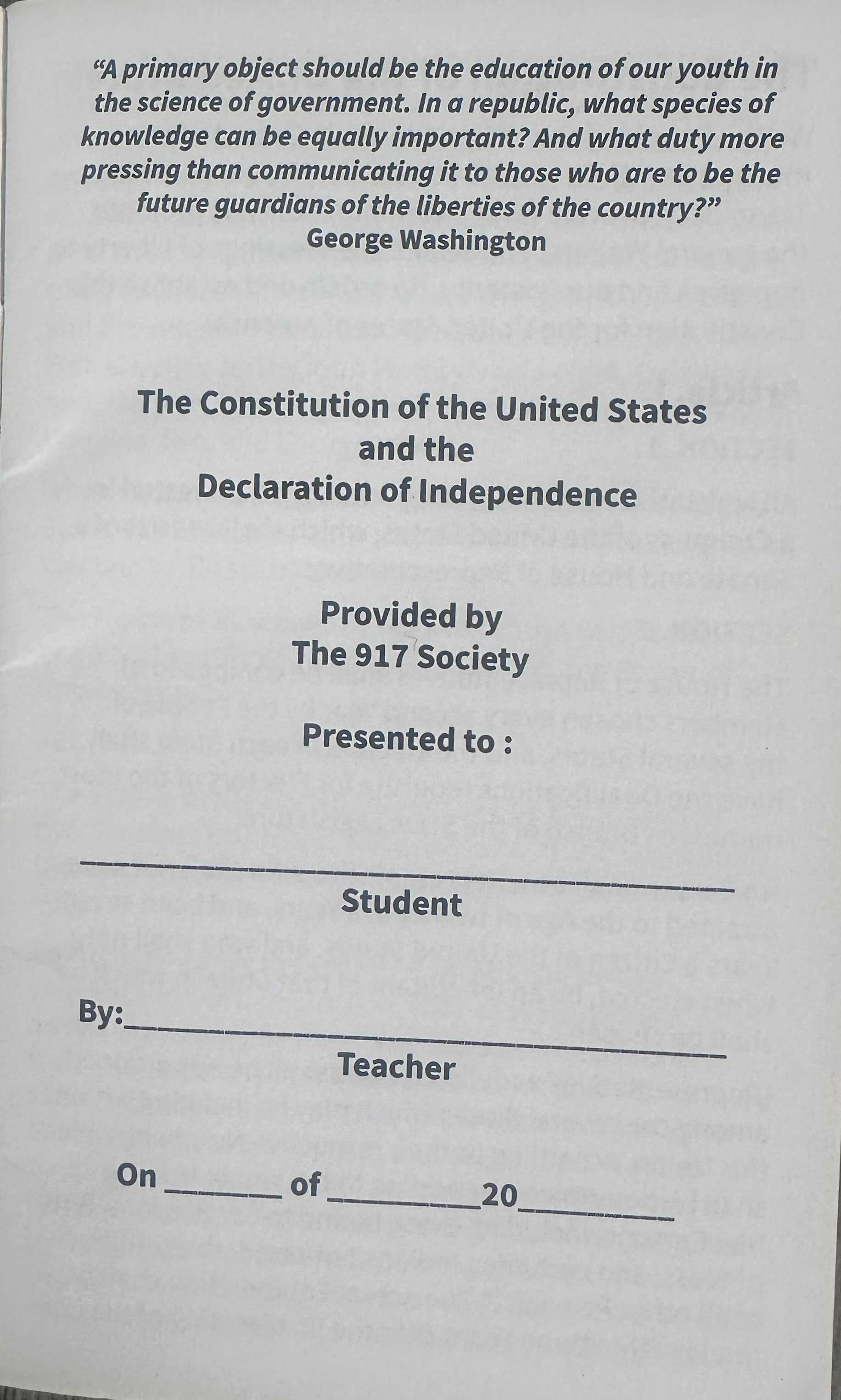 250th Anniversary Special Edition Pocket Constitution by The 917 Society