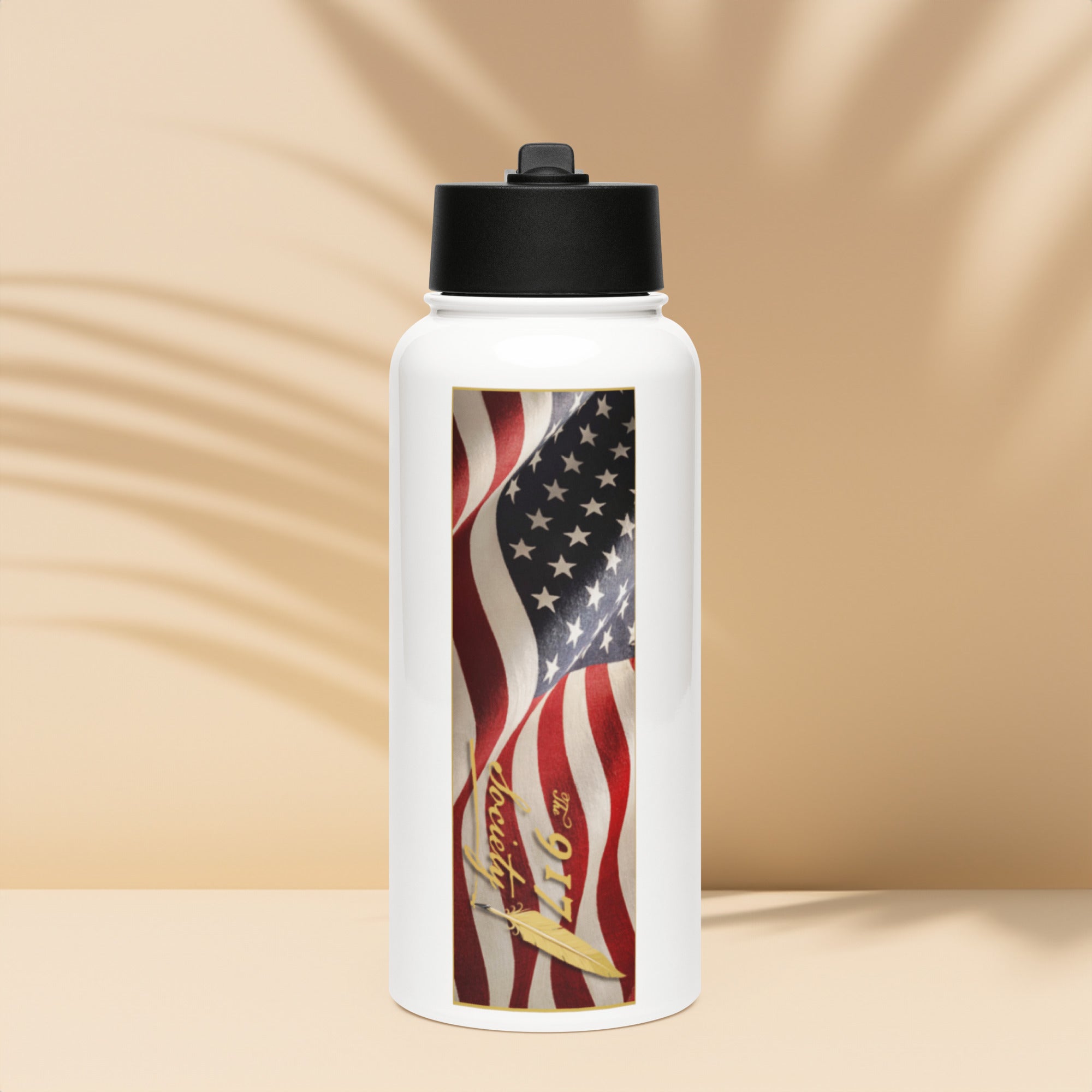 Stainless steel water bottle with a straw lid image 1