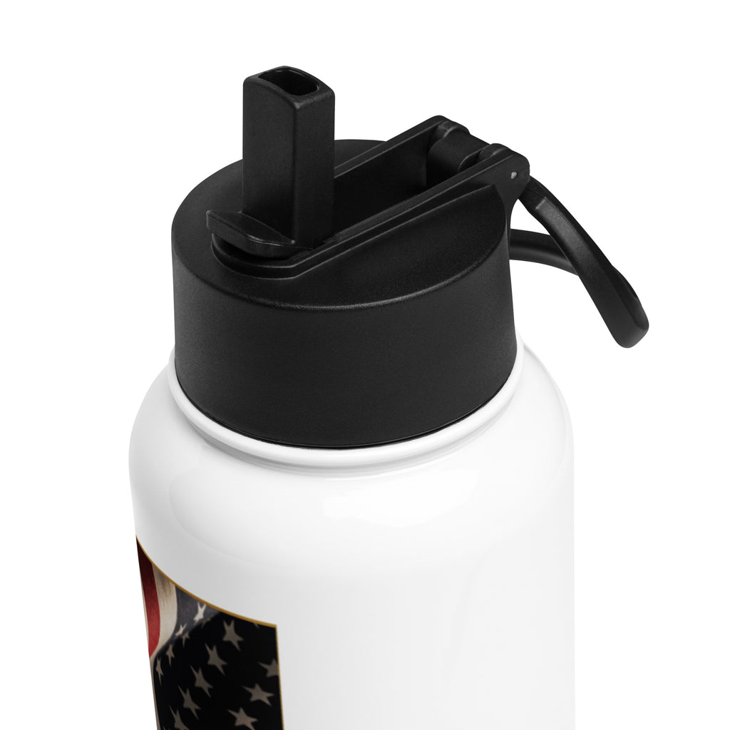 Stainless steel water bottle with a straw lid image 0
